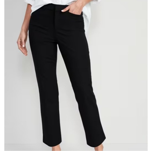 Old Navy Pixie Pants 10 High Rise Never Fade Black Straight Leg Pockets - Picture 1 of 9